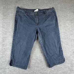 Just My Size Capri Jeans Womens 24W Blue Rinse Relaxed Stretch Embroidered